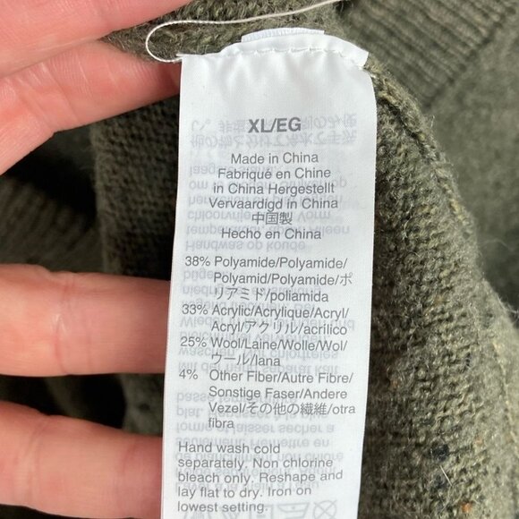 Madewell Donegal Bartlett V-Neck Sweater Cozy Yarn Size XL 2020 Knit Green Boho - Picture 9 of 11